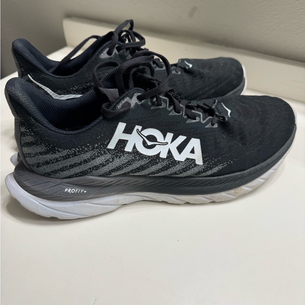Hoka Black and White Athletic Shoes